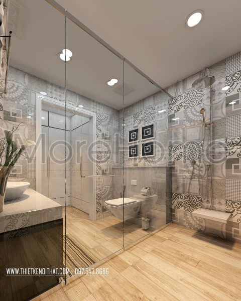 Thiết kế nội thất phòng tắm kính trong suốt chung cư Royal City